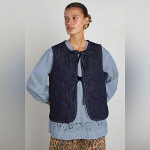 Damson madder Tilly gilet in indigo denim